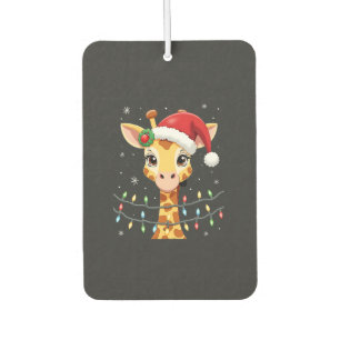 Cute Giraffe Christmas Lights Santa Hat Xmas Pajam Car Air Freshener