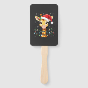 Cute Giraffe Christmas Lights Santa Hat Xmas Pajam Hand Fan