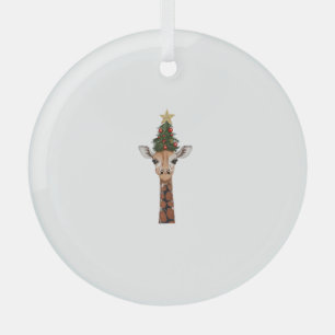 Cute Giraffe Christmas Tree Giraffe Lovers _1 Glass Tree Decoration
