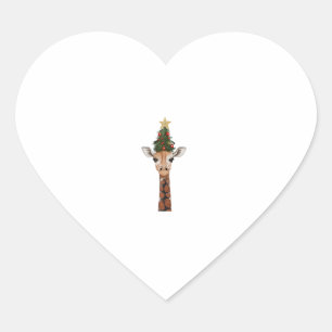 Cute Giraffe Christmas Tree Giraffe Lovers  _1 Heart Sticker