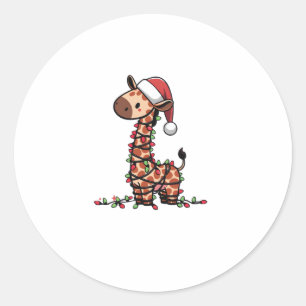 Cute Giraffe Christmas Tree Giraffe Lovers Classic Round Sticker