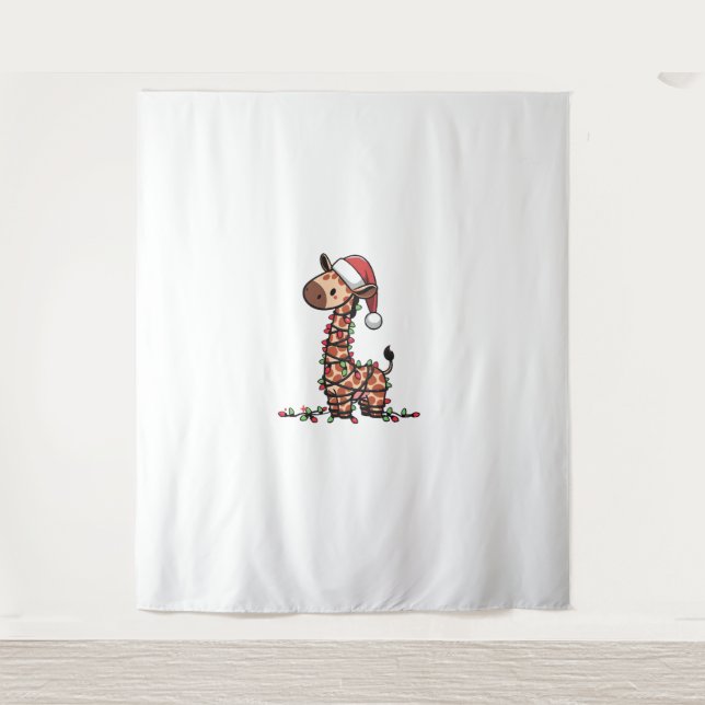 Cute Giraffe Christmas Tree Giraffe Lovers   Tapestry (Front)