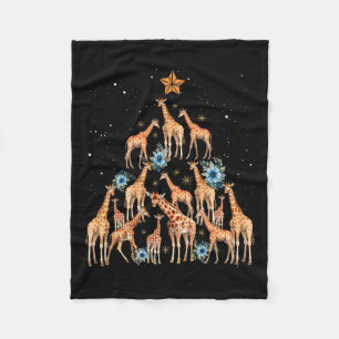 Cute Giraffe Christmas Tree Giraffe Lovers Xmas Ho Fleece Blanket