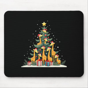 Cute Giraffe Christmas Tree Giraffe Lovers Xmas Ho Mouse Pad