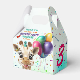 Cute Giraffe Colourful Confetti Kids Birthday Part Favour Box