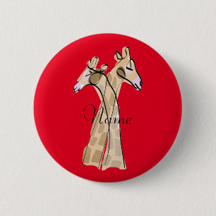 Cute Giraffe Couple  Thunder_Cove 6 Cm Round Badge