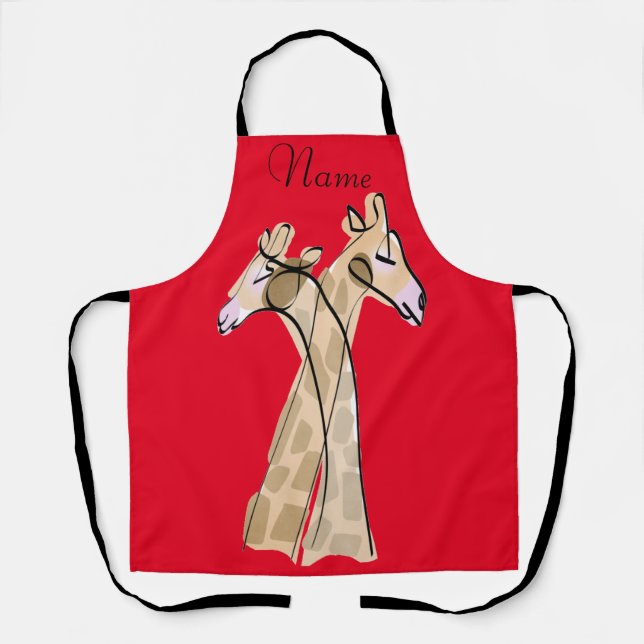 Cute Giraffe Couple  Thunder_Cove Apron (Front)