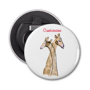 Cute Giraffe Couple Thunder_Cove  Bottle Opener