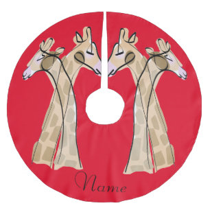 Cute Giraffe Couple Thunder_Cove Brushed Polyester Tree Skirt
