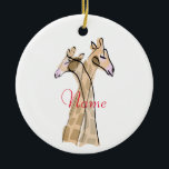 Cute Giraffe Couple  Thunder_Cove  Ceramic Ornament<br><div class="desc">2 cute giraffes with necks intertwined like romantic partners. Nice way to show how you feel about your wife,  husband,  girlfriend,  boyfriend,  etc. ,  customise with your own greeting,  name,  message,  etc</div>