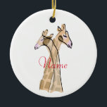 Cute Giraffe Couple  Thunder_Cove  Ceramic Ornament<br><div class="desc">2 cute giraffes with necks intertwined like romantic partners. Nice way to show how you feel about your wife,  husband,  girlfriend,  boyfriend,  etc. ,  customise with your own greeting,  name,  message,  etc</div>