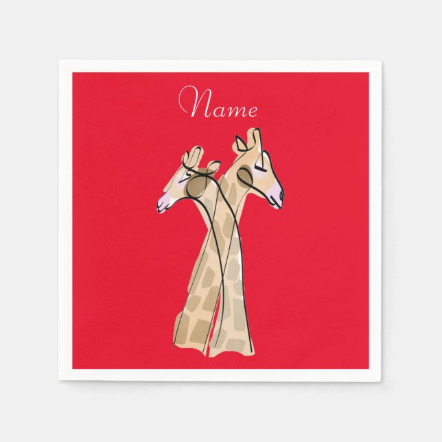 Cute Giraffe Couple  Thunder_Cove Napkin (Front)