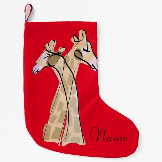 Cute Giraffe Couple  Thunder_Cove  Small Christmas Stocking (Front)