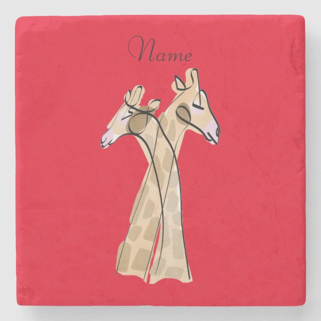 Cute Giraffe Couple  Thunder_Cove Stone Coaster (Front)