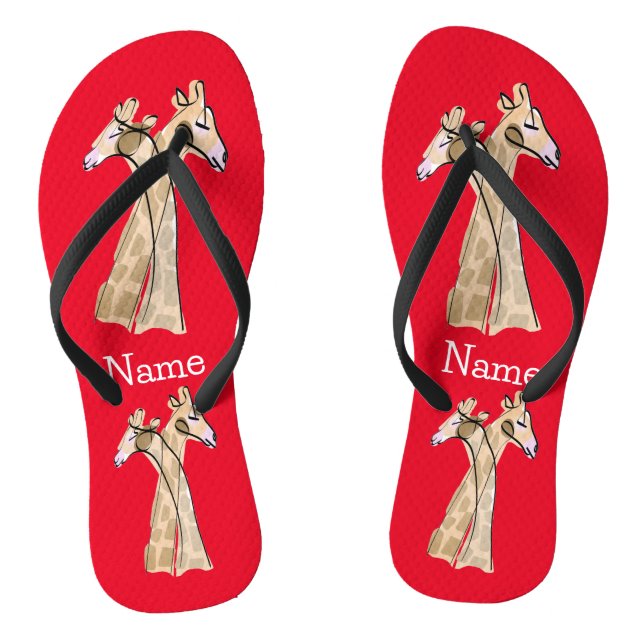 Cute Giraffe Couple Thunder_Cove  Thongs (Footbed)