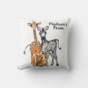 Cute Giraffe cute Zebra cute Tiger drawing  Cushion