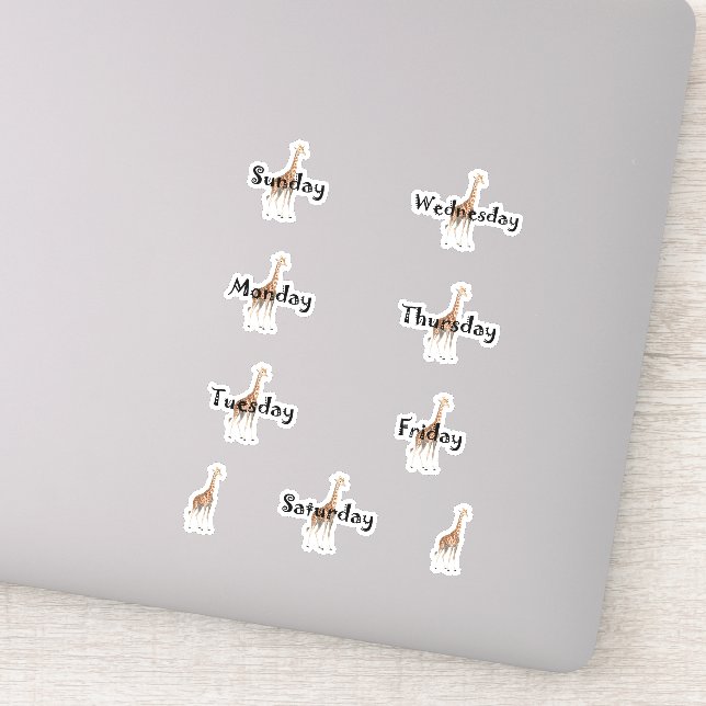 Cute Giraffe Days of the Week Label Sheet (Detail)