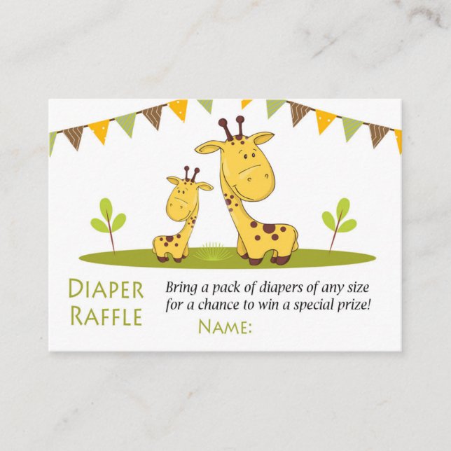 Cute giraffe Diaper Raffle Tickets (Front)