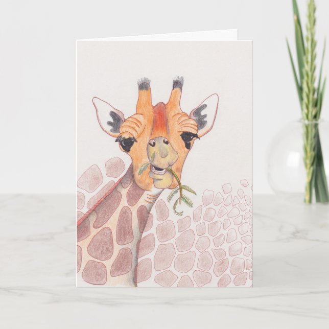 Cute Giraffe drawing Card (Front)