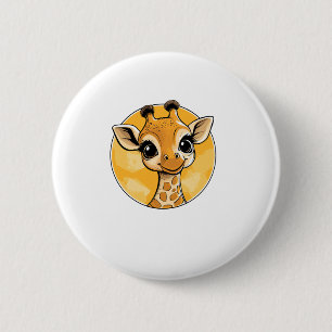 Cute Giraffe Drawing Cartoon Style 6 Cm Round Badge