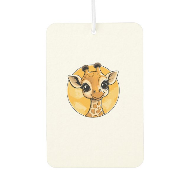 Cute Giraffe Drawing Cartoon Style   Car Air Freshener (Front)