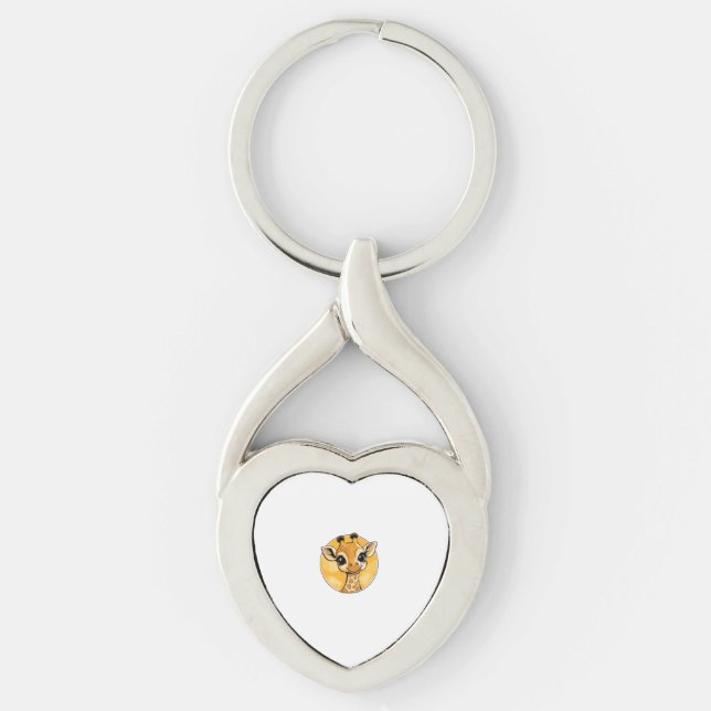 Cute Giraffe Drawing Cartoon Style   Key Ring (Front)