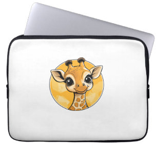 Cute Giraffe Drawing Cartoon Style   Laptop Sleeve