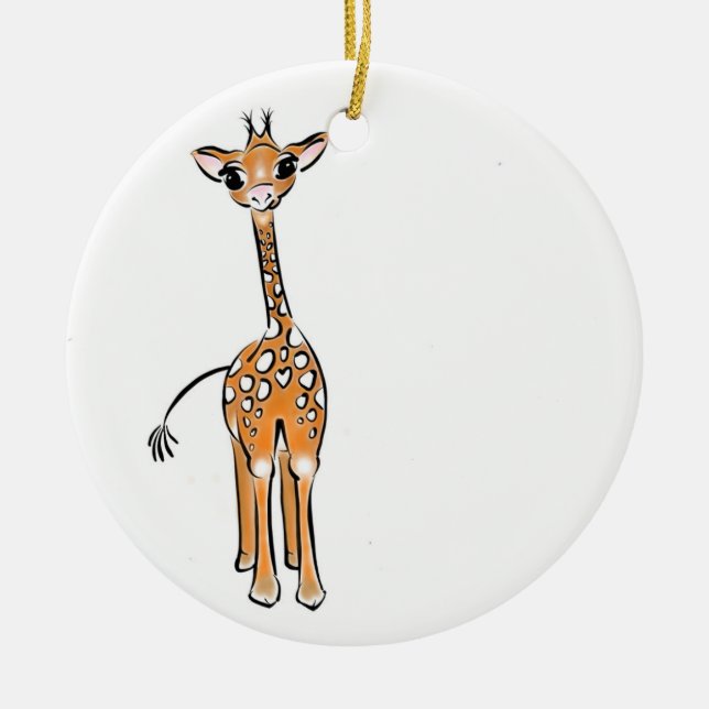 Cute giraffe drawing  ceramic tree decoration (Front)