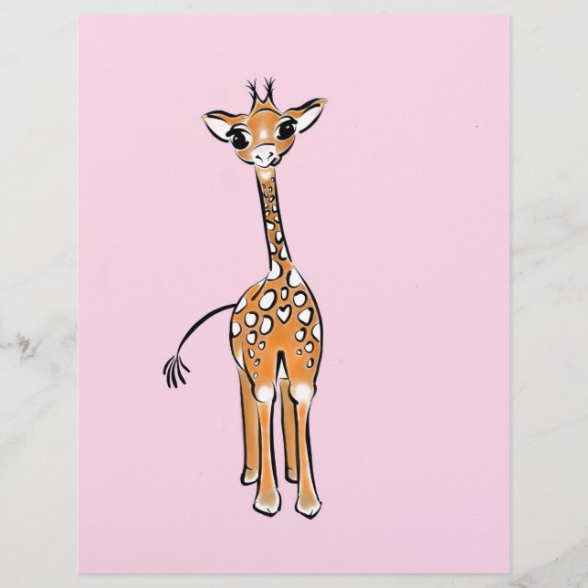Cute Giraffe drawing, safari animals  (Front)