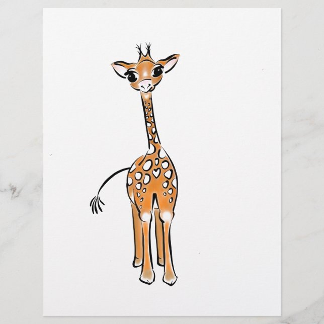 Cute Giraffe drawing, safari animals  (Front)