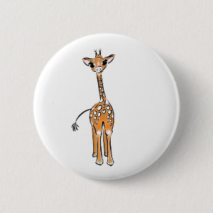 Cute Giraffe drawing, safari animals  6 Cm Round Badge