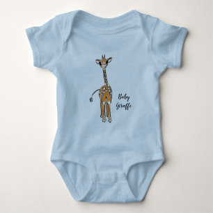 Cute Giraffe drawing, safari animals  Baby Bodysuit