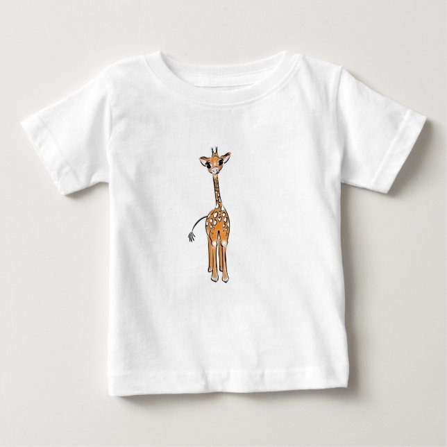 Cute Giraffe drawing, safari animals  Baby T-Shirt (Front)