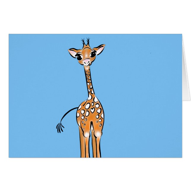 Cute Giraffe drawing safari animals blue (Front Horizontal)