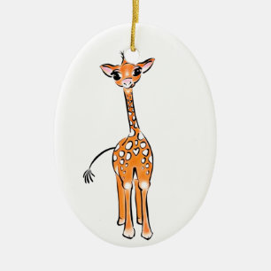 Cute Giraffe drawing, safari animals  Ceramic Ornament