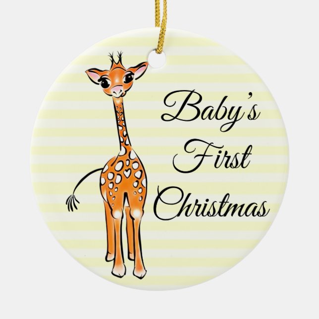 Cute Giraffe drawing, safari animals  Ceramic Ornament (Front)
