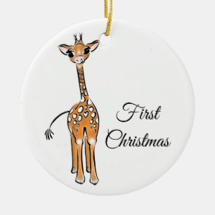 Cute Giraffe drawing, safari animals  Ceramic Ornament