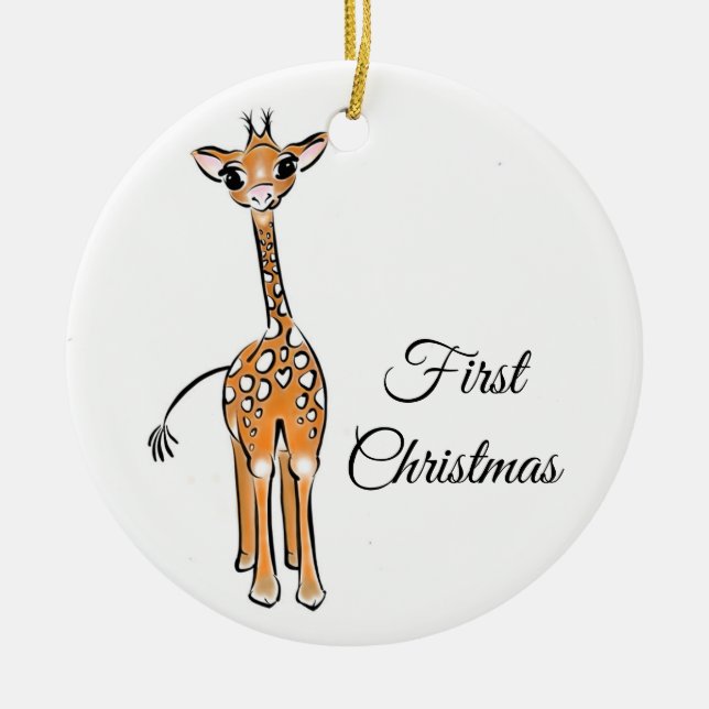 Cute Giraffe drawing, safari animals  Ceramic Ornament (Front)
