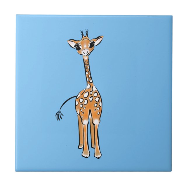 Cute Giraffe drawing, safari animals  Ceramic Tile (Front)