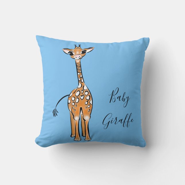 Cute Giraffe drawing, safari animals  Cushion (Front)