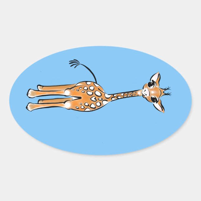 Cute Giraffe drawing, safari animals  Oval Sticker (Front)