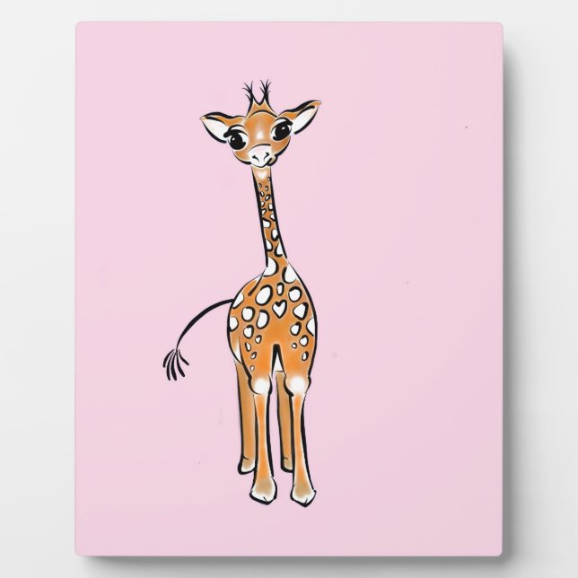 Cute giraffe drawing, safari animals  plaque (Front)
