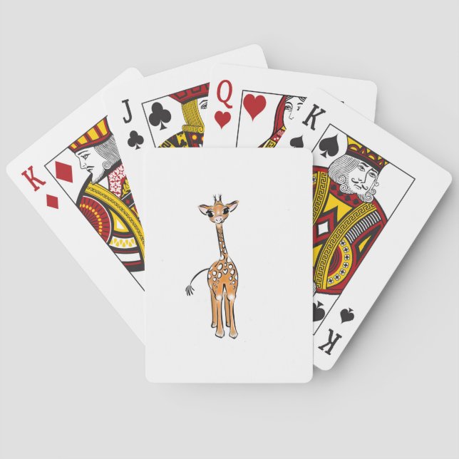 Cute Giraffe drawing, safari animals  Playing Cards (Back)