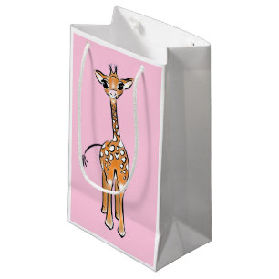 Cute Giraffe drawing, safari animals  Small Gift Bag