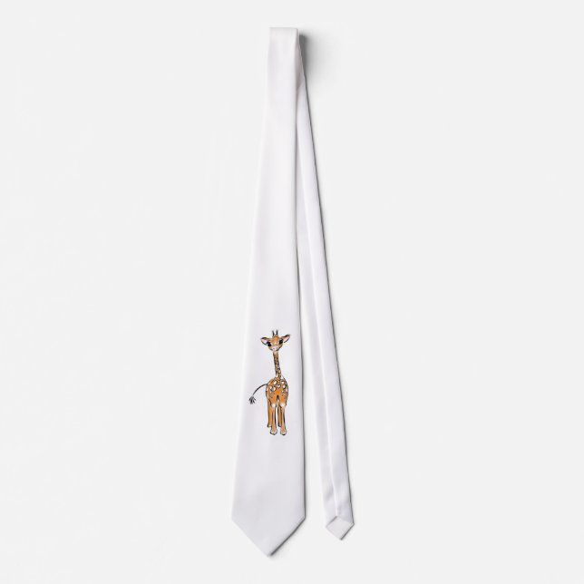 Cute Giraffe drawing, safari animals  Tie (Front)