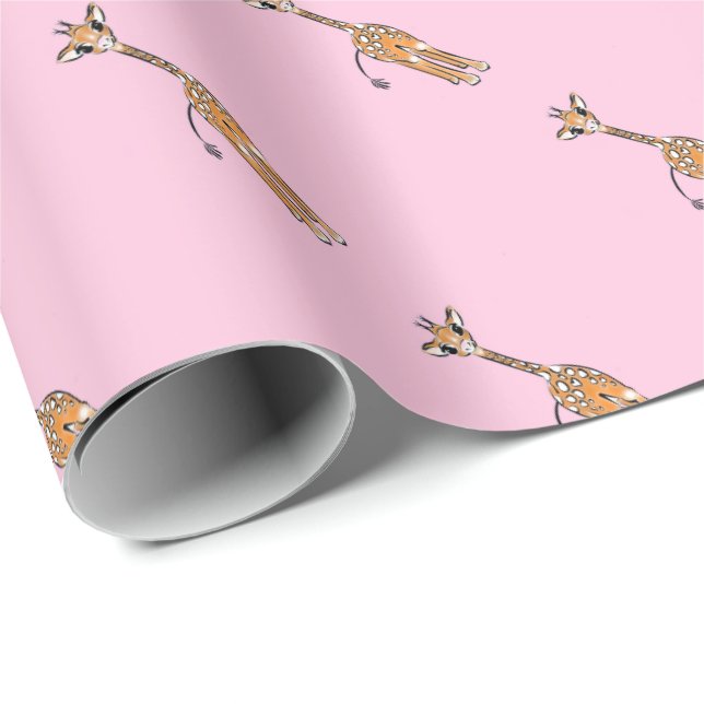 Cute Giraffe drawing, safari animals  Wrapping Paper (Roll Corner)