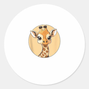 Cute Giraffe Face Cute Eyes Safari Style  Classic Round Sticker