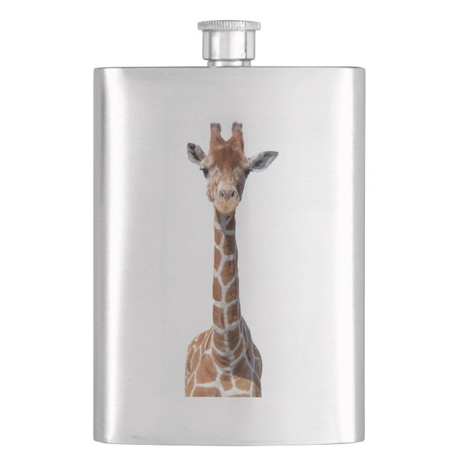 Cute giraffe face hip flask (Front)