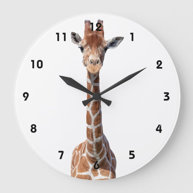 Cute giraffe face large clock (Front)