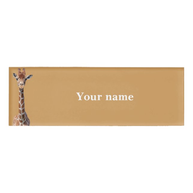 Cute giraffe face name tag (Front)